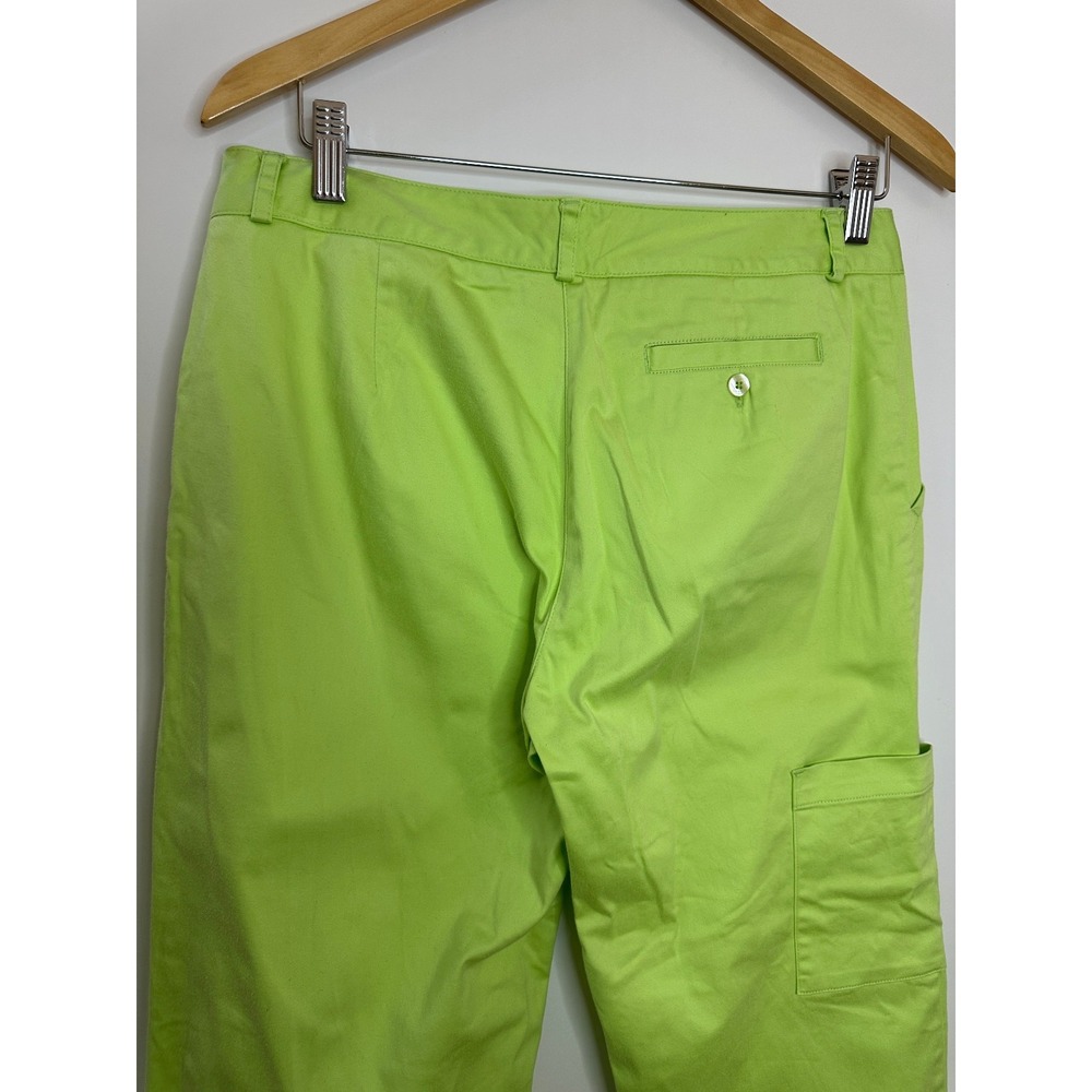 Vintage Y2K Lilly Pulitzer Lime Green Cropped Cargo Capri Pants Womens 8 - Picture 13 of 15